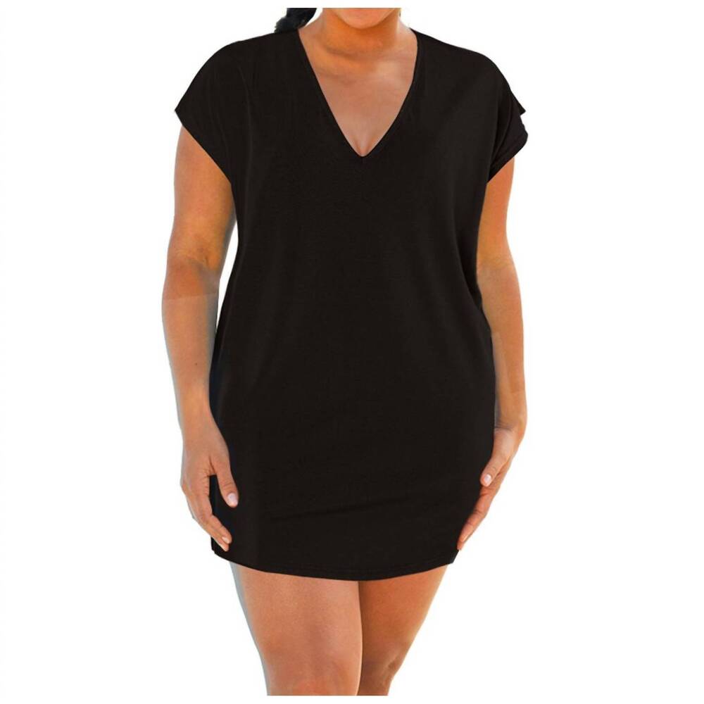NEW ALWAYS FOR ME plus size jersey cut out cover up dress in black